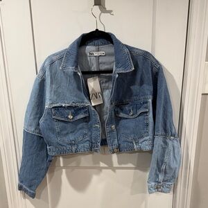 NWT S Zara Women's Cropped Denim Jacket